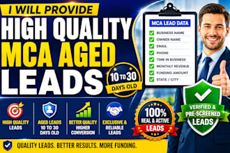 provide high quality mca aged leads 10 to 30 days old