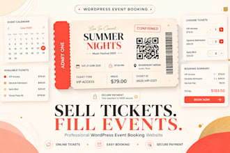 build event ticket website, ticket selling website and wordpress booking site