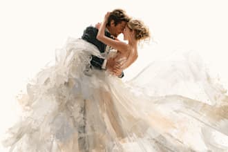draw your wedding venue photo in watercolor illustration