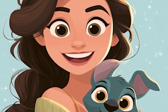 create a disney cartoon illustration