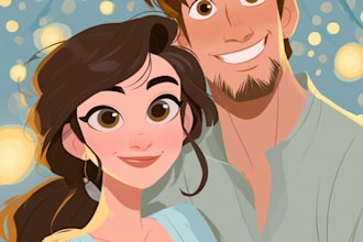 make a disney cartoon illustration