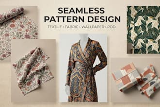 draw seamless patterns for textile, fabric, wallpaper, pod, floral patterns