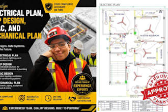 do electrical drawing, mep plan, plumbing, hvac, city permit