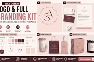 design logo, business branding kit, brand kit and brand identity design