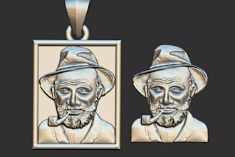 sculpt custom 3d coin model, bas relief medallion pendant coin for 3d printing