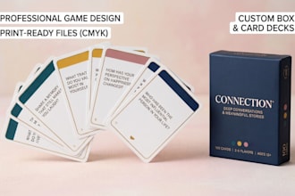 design party card game, drinking card game, couples or adult card game design