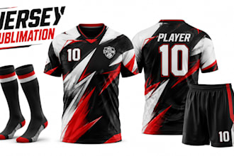 design custom sublimation jersey kits with logo for sports teams and esports