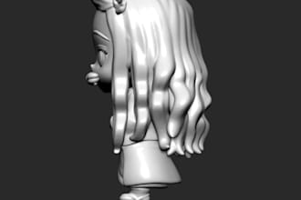 sculpt 3d chibi character, cartoon toy prototype figure, vinyl model for 3dprint
