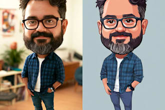 singel funny caricature professional business caricature