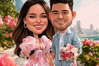 create professional caricatures for couples or wedding gift
