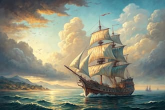 create ship oil painting for you
