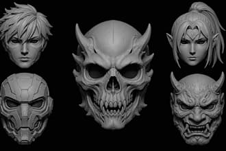 sculpt 3d cosplay 3d helmet mask model 3d armor 3d head mask 3d printing
