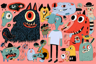 draw a cute and funny cartoon illustration