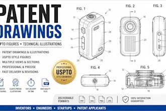 create patent drawings, patent illustrations and uspto figures