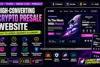build a crypto token presale website, meme coin ico landing page