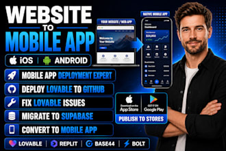 convert website to app lovable replit ai base44 ios android app store publish