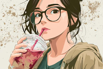 draw aesthetic anime illustration for banners and avatars