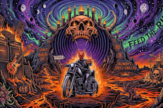 draw stoner rock, heavy metal, psychedelic art