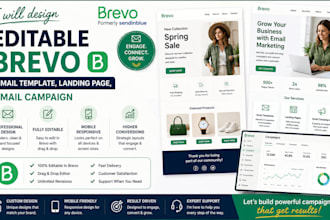 design editable brevo email template, brevo landing page, brevo email campaign