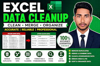 clean, format, merge, split excel data