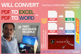 convert PDF to excel or word using adobe acrobat dc pro
