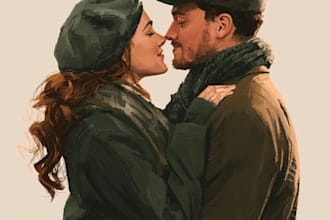 draw couple portrait illustration