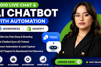 setup tidio live chat and ai chatbot with automation for wordpress or shopify