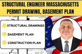 structural engineer massachusetts permit drawing, basement construction plan