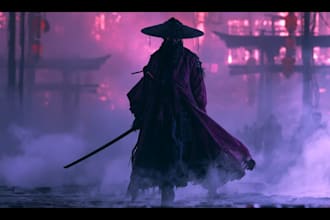 cyberpunk samurai street warrior