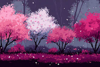 design aesthetic pixel art landscape or scenery platte