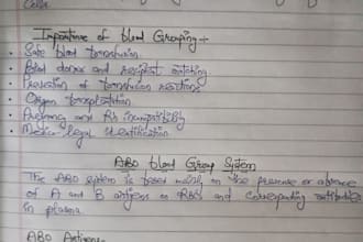 write clean and organized medical study notes in neat handwriting