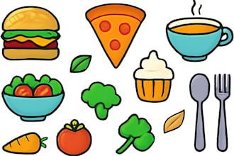 design vector food illustrations for mobile apps, websites, and menu