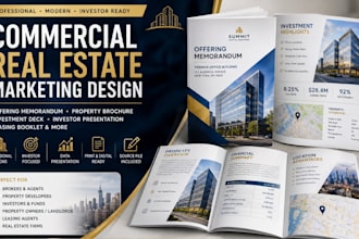 design commercial real estate offering memorandum brochure and property brochure