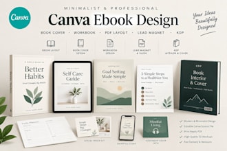 do minimalist canva ebook, book cover, workbook pdf layout guide, leadmagnet kdp