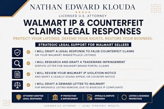 draft a legal attorney response to walmart counterfeit claims