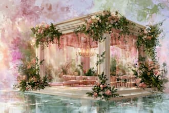 illustrate your wedding venue in watercolor realistically