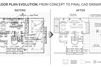 professionally redraw floor plans from pdf or sketch to autocad