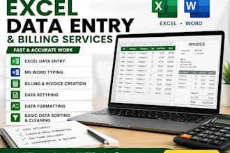 do excel data entry, billing and invoice formatting