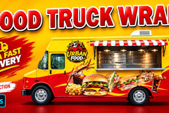 create food truck wrap for your  vehicle and truck wrap
