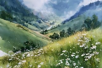 paint landscapes in watercolor