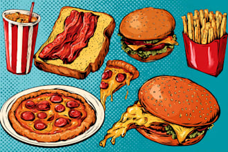 design food pop art of your food pop art illustration