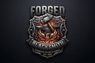 design a powerful and rugged blacksmith logo