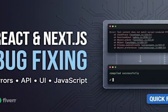 fix bugs and errors in your react next js javascript website