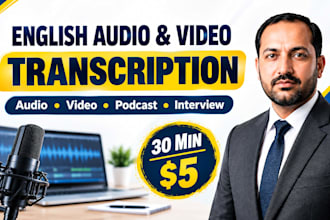 transcribe english audio and video