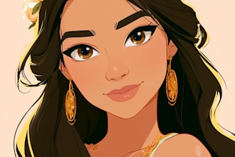 draw cartoon portrait in disney cartoon illustration