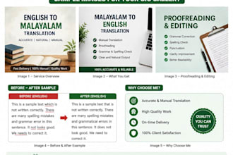 translate,proofread and correct english and malayalam documents