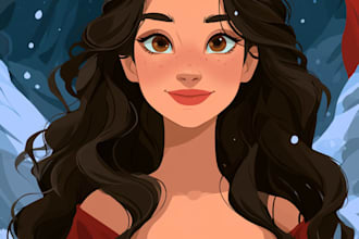 draw cartoon portrait in disney cartoon illustration