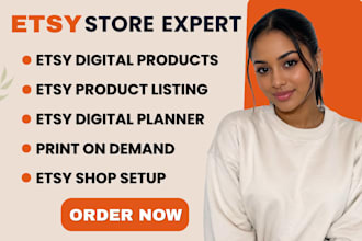set up etsy shop create etsy digital product or pod and optimize etsy seo