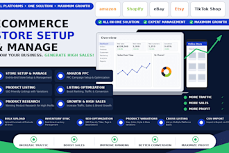 setup your amazon, shopify, ebay, etsy, tiktok shop stores and can manage some