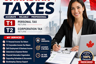 prepare and file canadian personal tax t1 and corporation tax t2 returns